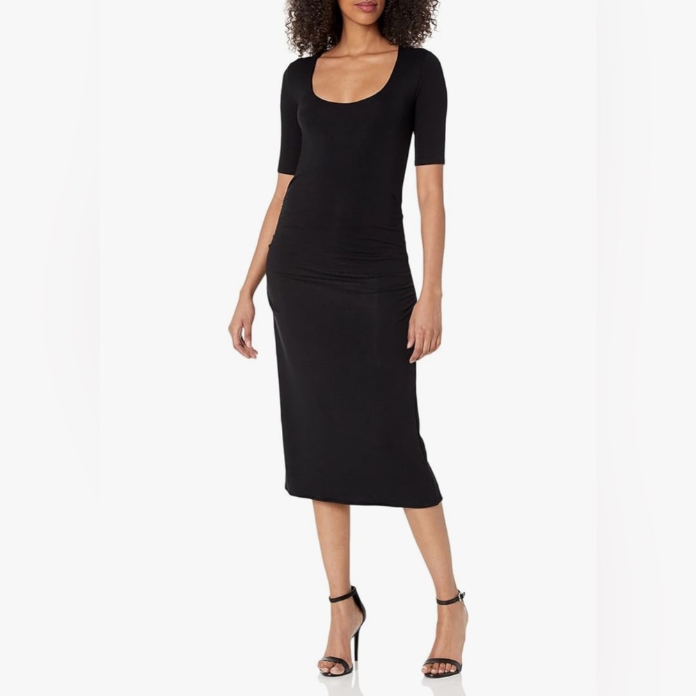 Rebecca Taylor‎ Women's X-Large Ruched Scoop Neck Dress Black New with tags